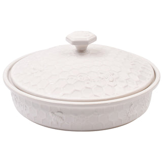 Pie Plate with Domed Lid-Bee-lieve White