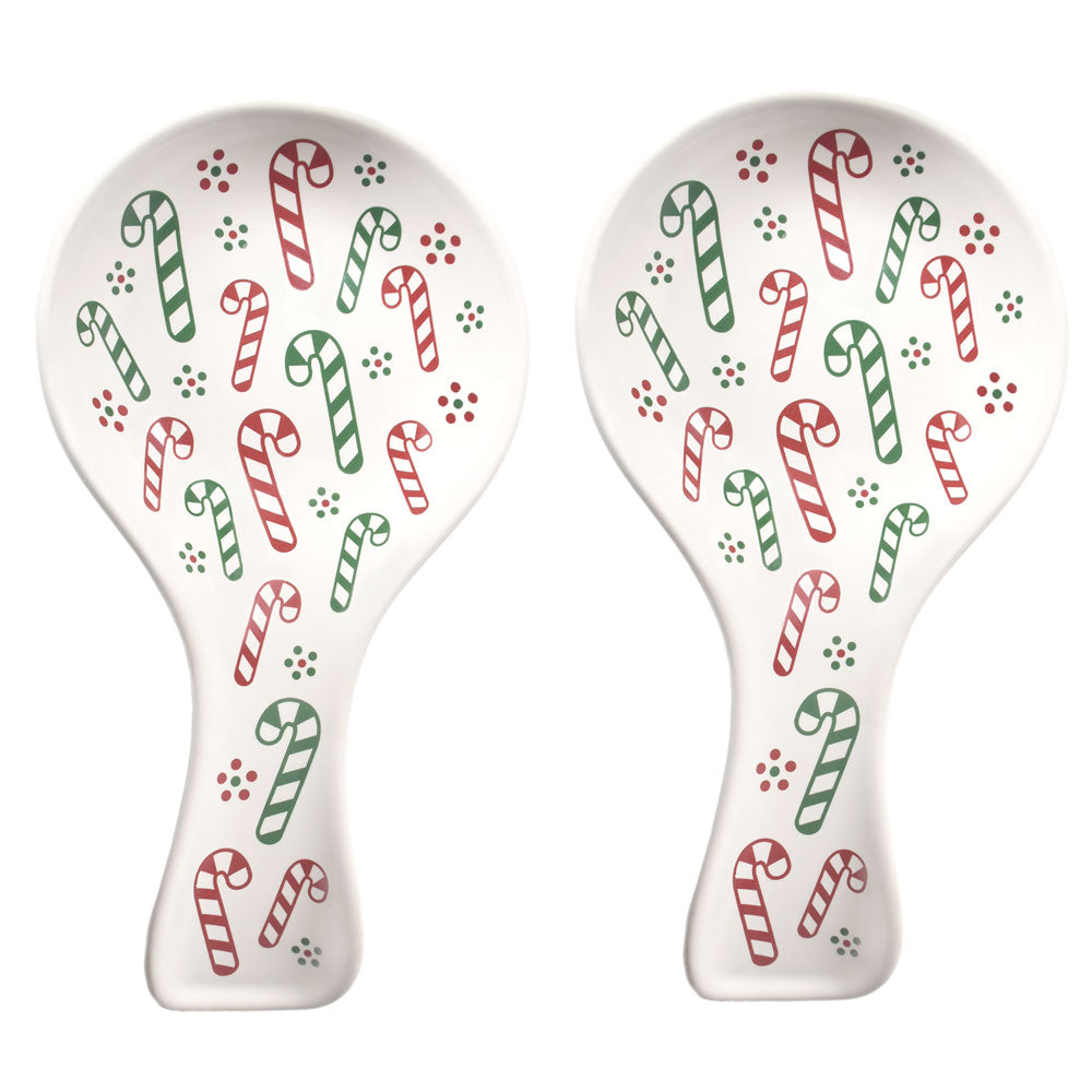 Seasonal Spoon Rests, Set of 2-Candy Canes