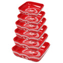 Square Nesting Bowls, Set of 6-Doodle Doo Red