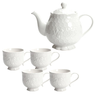 5-Piece Tea Set-Bee-lieve White