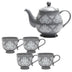 5-Piece Tea Set-Grey Damask
