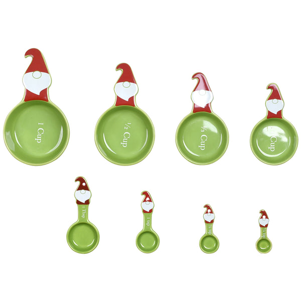 Holiday Time Red and Green Elf Measuring Cups, Stoneware Ceramic