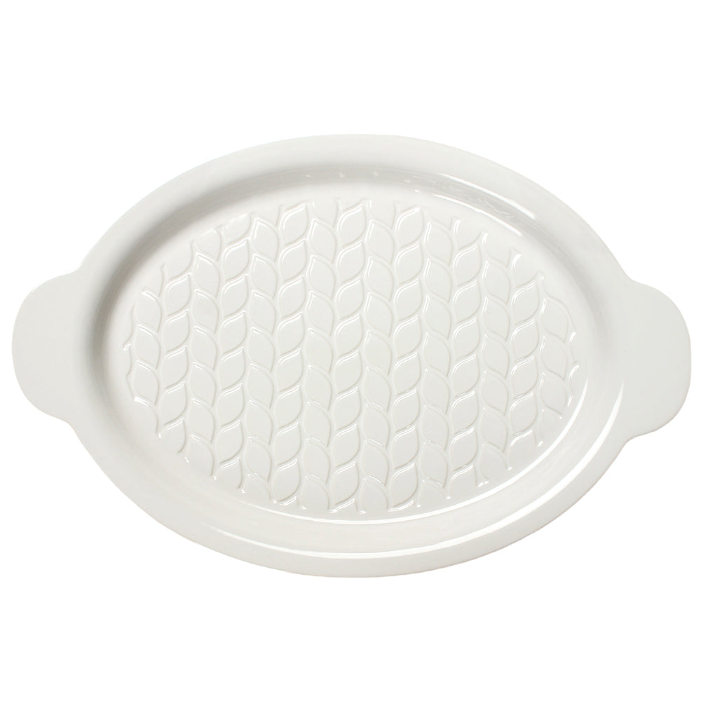 Oval Deep Dish Lid-it®-Carved Willow White