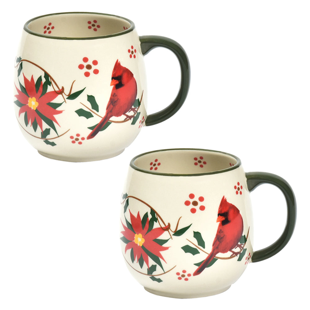 Seasonal 14 oz Mugs, Set of 2-Poinsettia