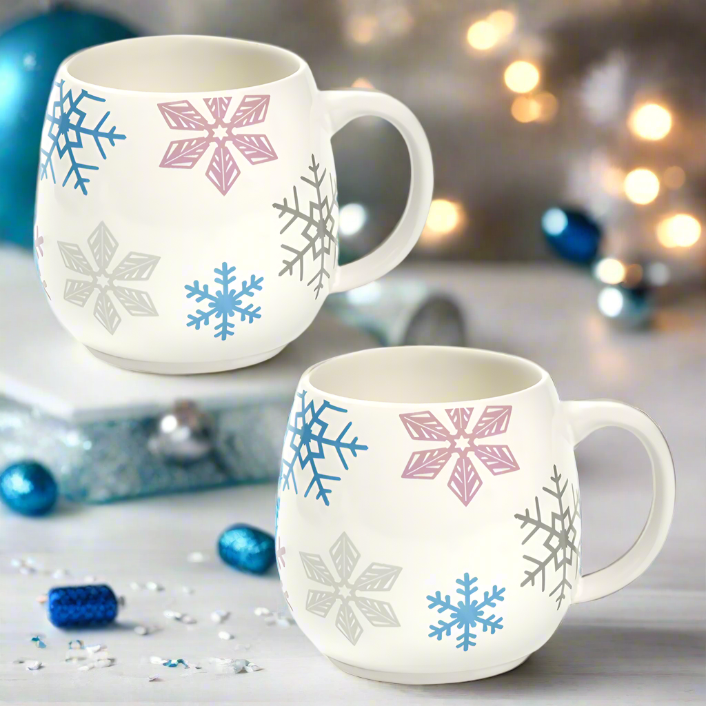 Temp-tations Snowflakes Seasonal 14 oz Mugs, Set of 2