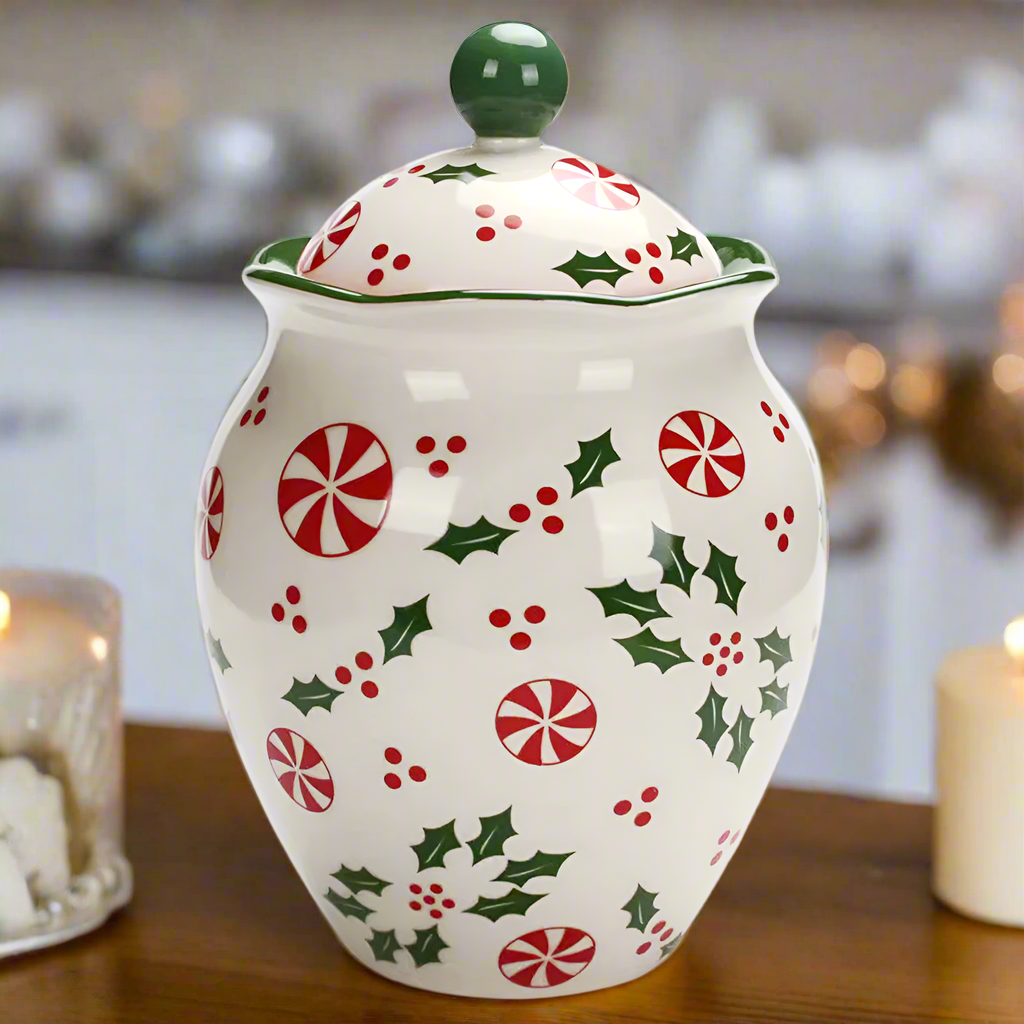 temp-tations 2.5qt cookie jar in Holly Peppermint