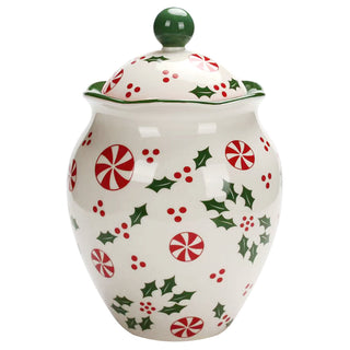 2.5 qt Cookie Jar-Holly Peppermint