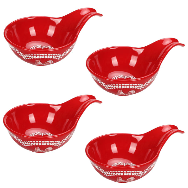 8oz Dipping Bowls, Set of 4-Doodle Doo-Red