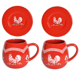 20 oz Mugs with Lid-Its®, Set of 2-Doodle Doo Red