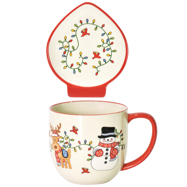 18oz Mug with Figural Plate-Winter Whimsy