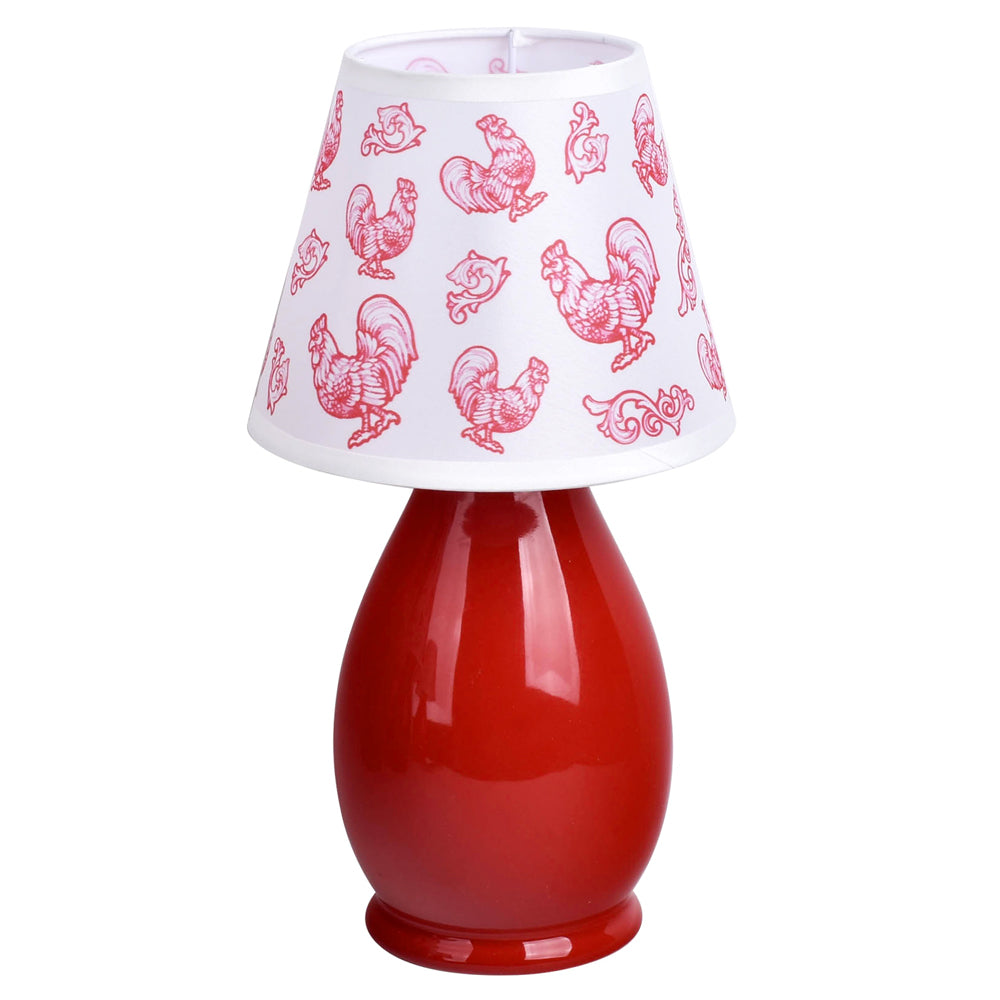 Ceramic 8" Lamp with Fabric Shade-Doodle Doo Red