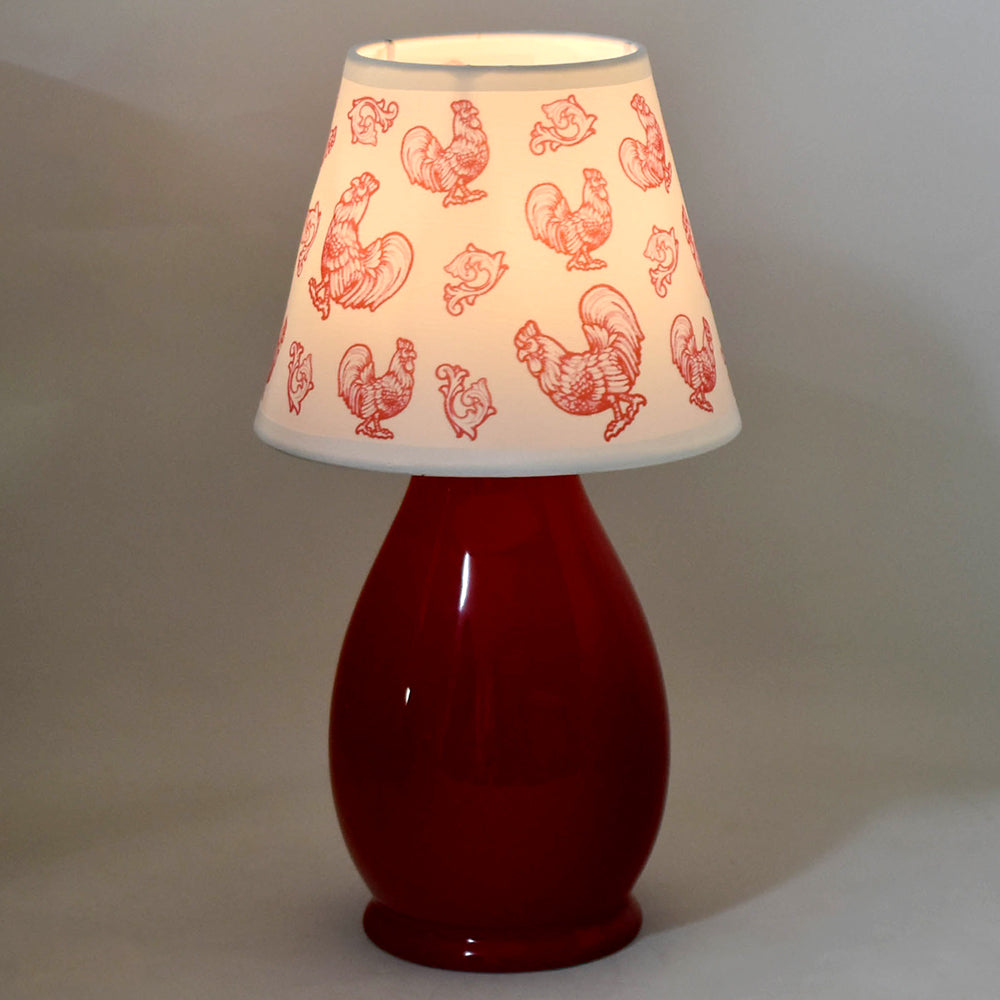 Ceramic 8" Lamp with Fabric Shade-Doodle Doo Red