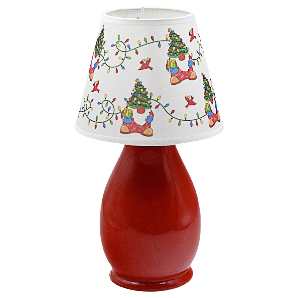 Small Ceramic Lamp with Fabric Shade-Festive Gnome