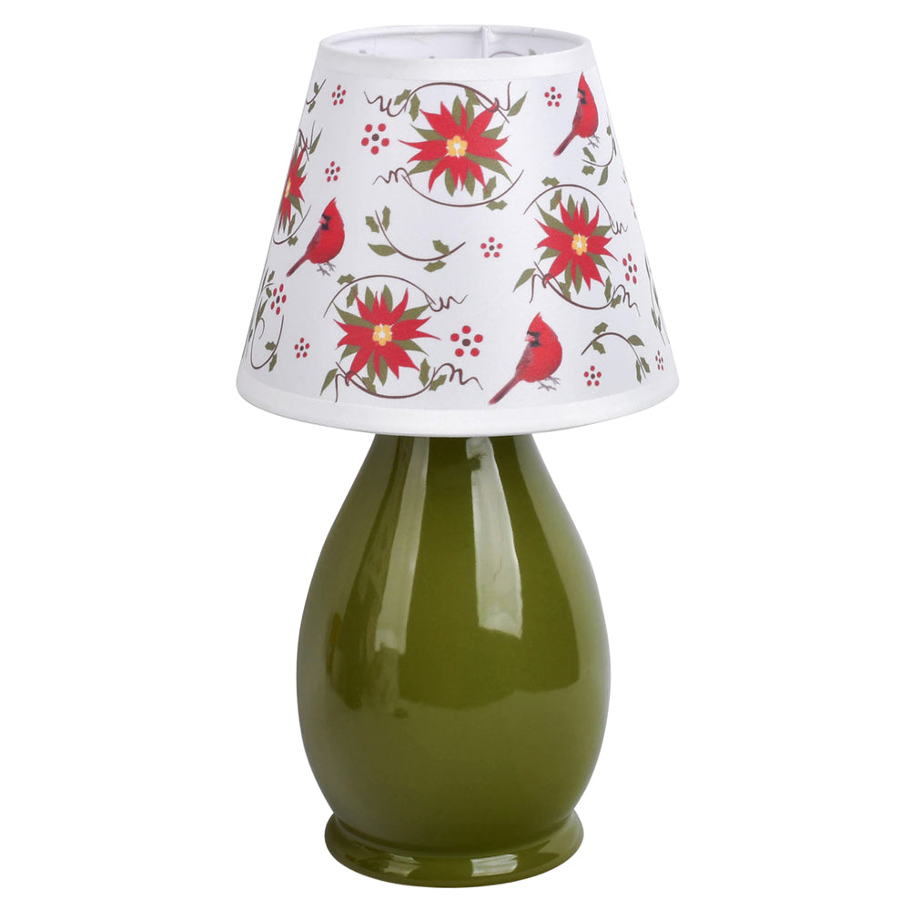 Ceramic 8" Lamp with Fabric Shade-Poinsettia