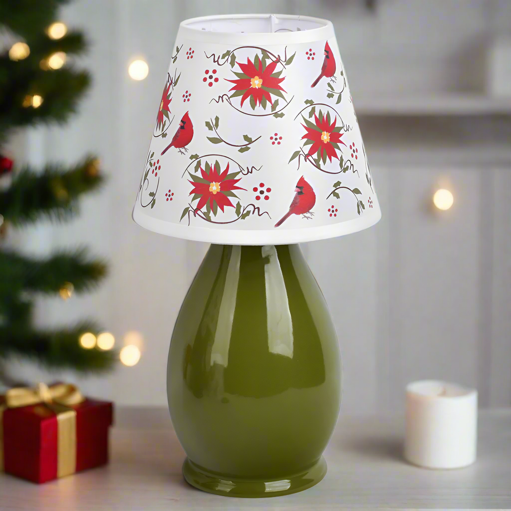 Temp-tations Poinsettias Small Ceramic Lamp with Fabric Shade