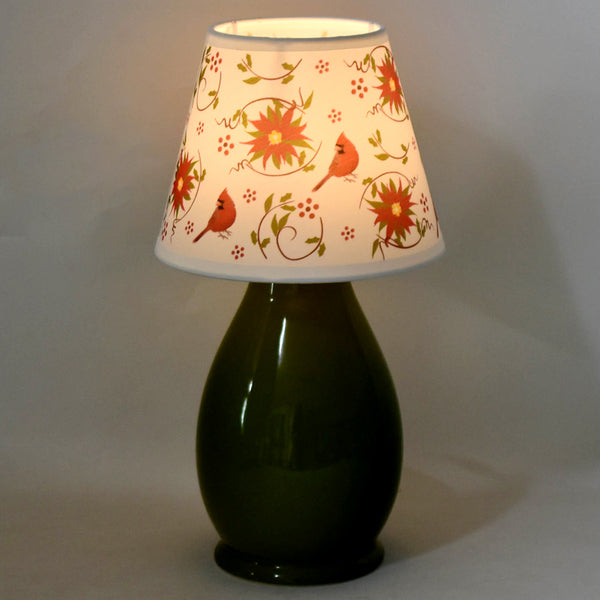 Ceramic 8" Lamp with Fabric Shade-Poinsettia