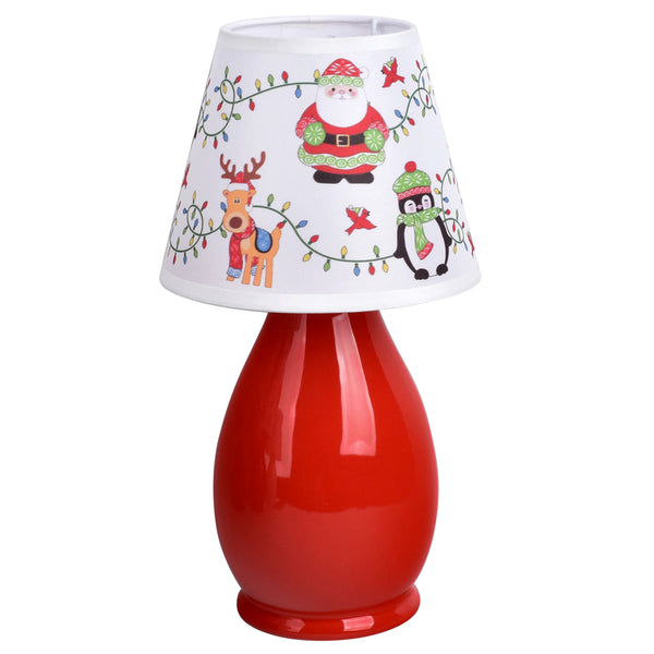 Ceramic 8" Lamp with Fabric Shade-Winter Whimsy