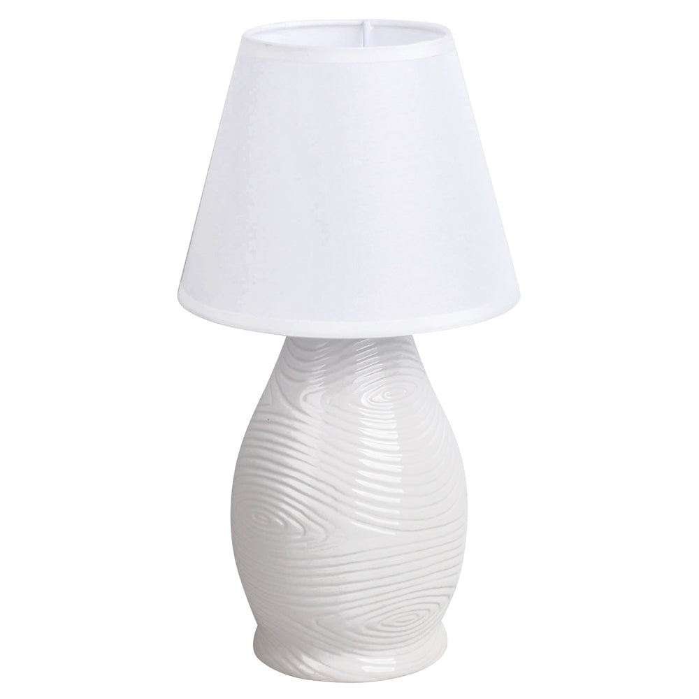 Ceramic 8" Lamp with Fabric Shade-Woodland White