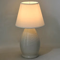 Ceramic 8" Lamp with Fabric Shade-Woodland White