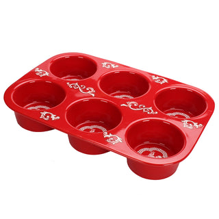 6 cup Texas Muffin Pan-Doodle Doo-Red