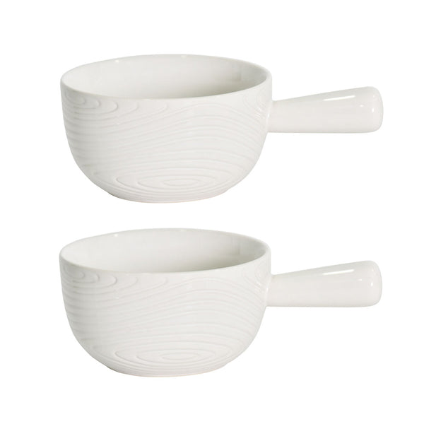 20-oz Soup Mugs with Long Handles, Set of 2-Woodland White