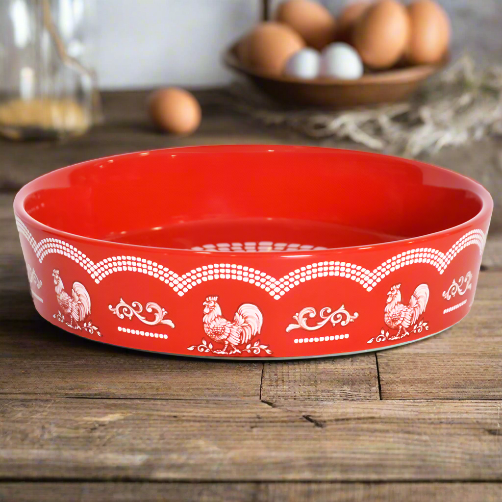 9” Round Baking Dish in Doodle Doo