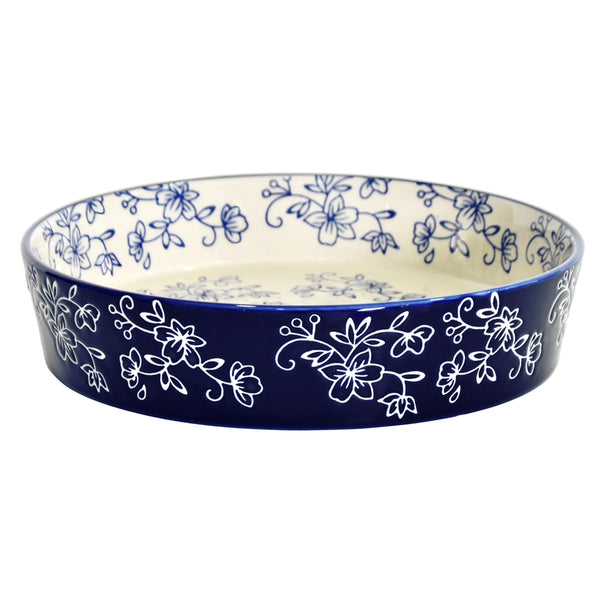 9” Round Baking Dish-Floral Lace Blue