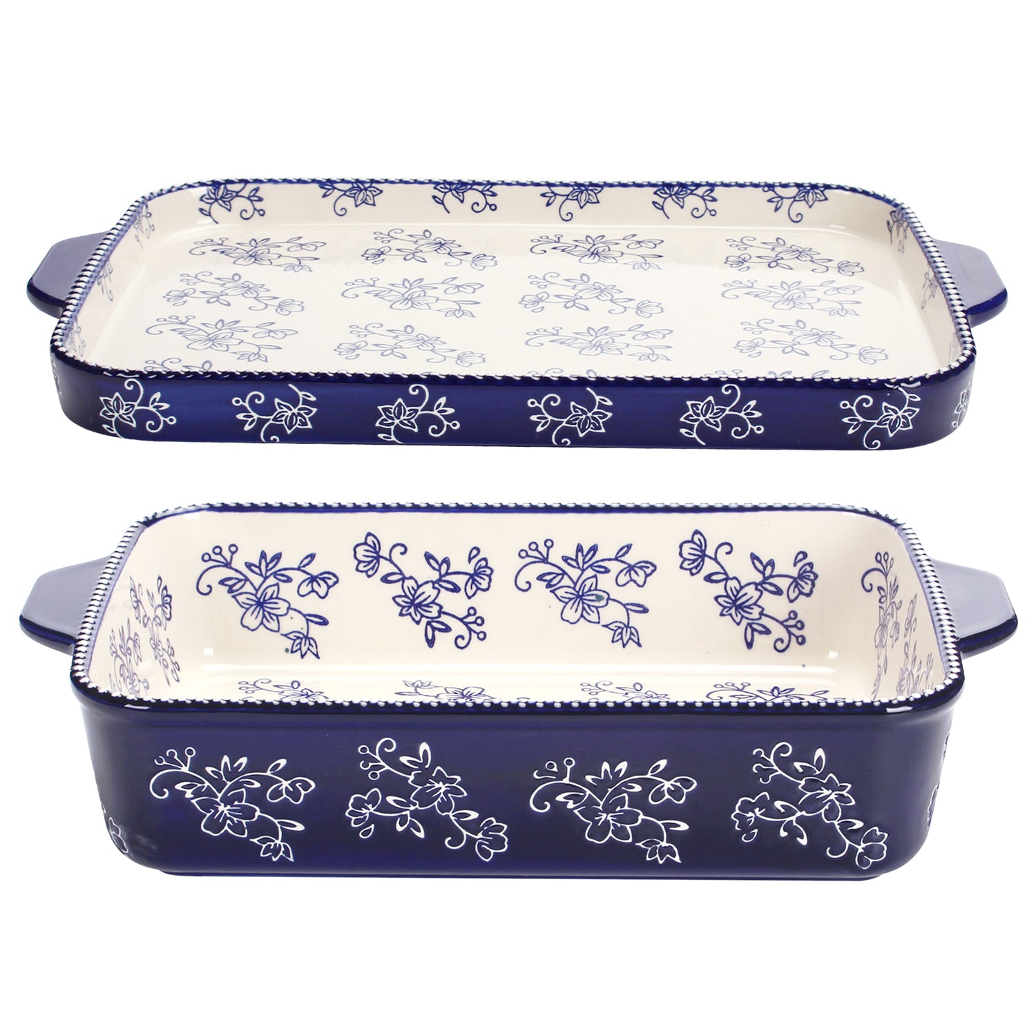 9x13 Baker with Deep-Dish Lid-it-Floral Lace Blue