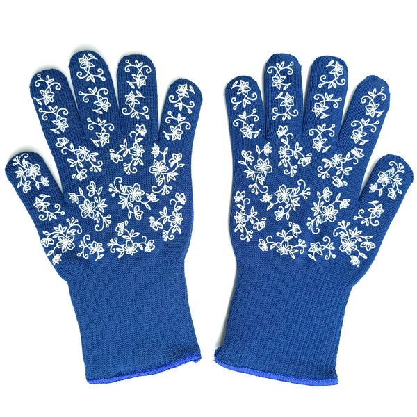 Oven Gloves Pair-Floral Lace Blue