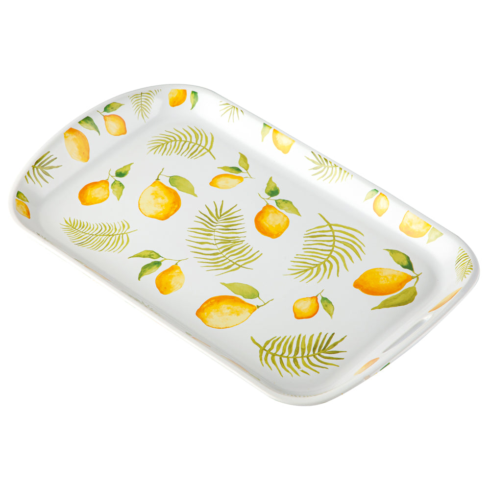 Temp-tations 16 inch Shallow Tray with Handle-Lemons & Palm