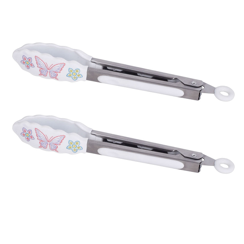 7" Silicone Cooking Tongs, Set of 2-All a Flutter