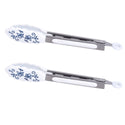 7" Silicone Cooking Tongs, Set of 2-Floral Lace Blue