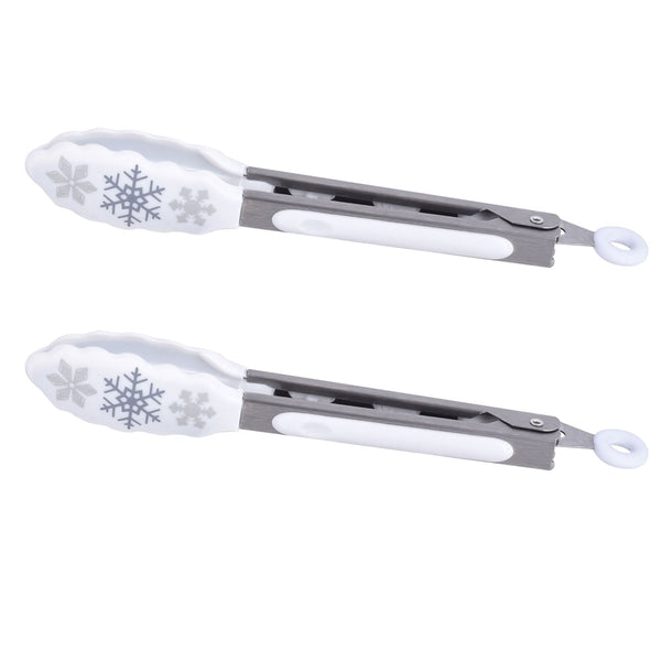 7" Silicone Cooking Tongs, Set of 2-Snowflake