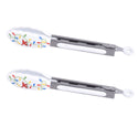 7" Silicone Cooking Tongs, Set of 2-Winter Whimsy