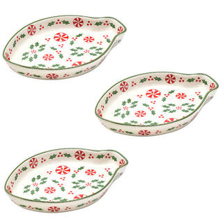 Figural 8oz Dipping Bowls, Set of 3-Holly Peppermint