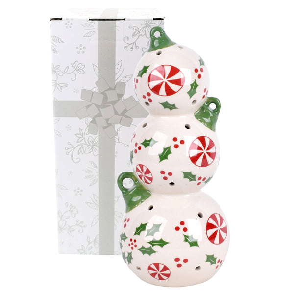 10" Lit Ceramic Stacked Ornaments-Holly Peppermint