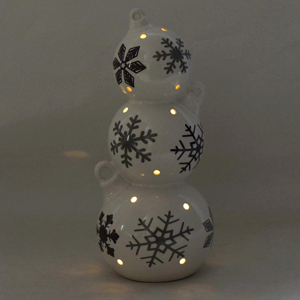 10" Lit Ceramic Stacked Ornaments-Snowflake