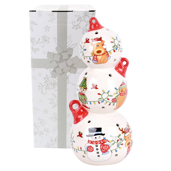 10" Lit Ceramic Stacked Ornaments-Winter Whimsy