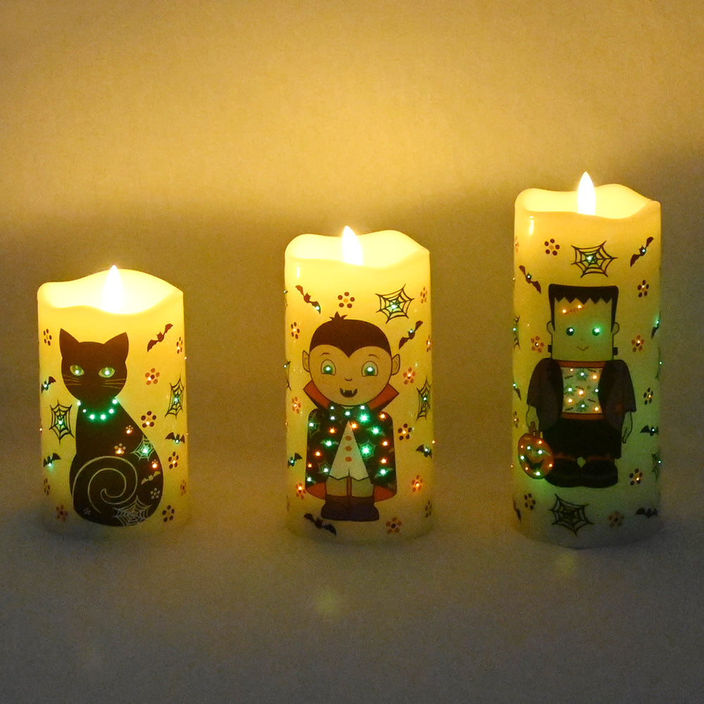 Fiberoptic Flameless Candles, Set of 3-Boofetti