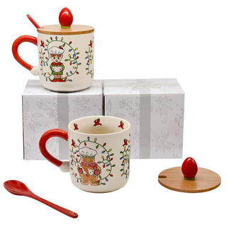 18oz Lidded Mugs with Spoons & Gift Boxes, Set of 2-Merry Chefs