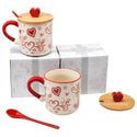 18oz Lidded Mugs with Spoons & Gift Boxes, Set of 2-Romance