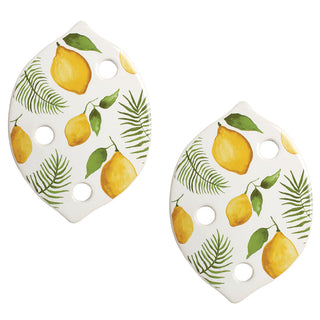 Figural Ceramic Trivets, Set of 2-Lemons & Palm