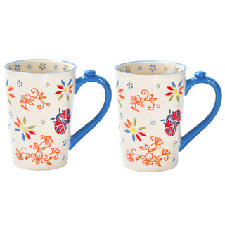 Tall Bistro Mugs with Thumb Rest, Set of 2-Garden