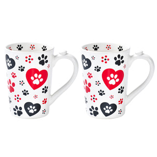 Tall Bistro Mugs with Thumb Rest, Set of 2-Pawfetti