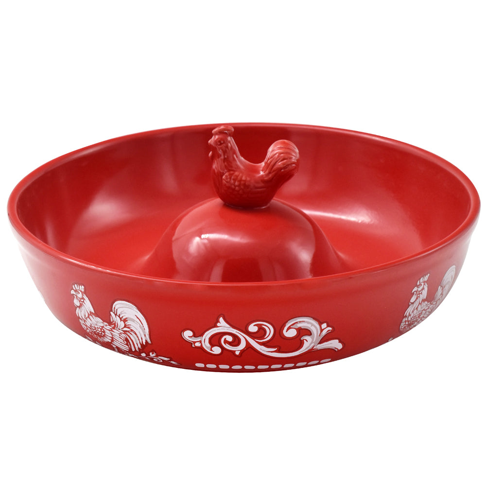 11in Bowl w/ Raised Center-Doodle Doo Red