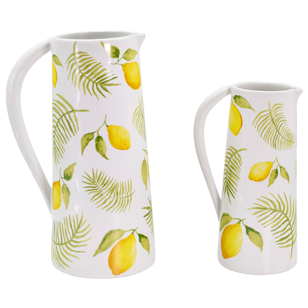 Seasonal Ceramic Pitchers, Set of 2-Lemons & Palm