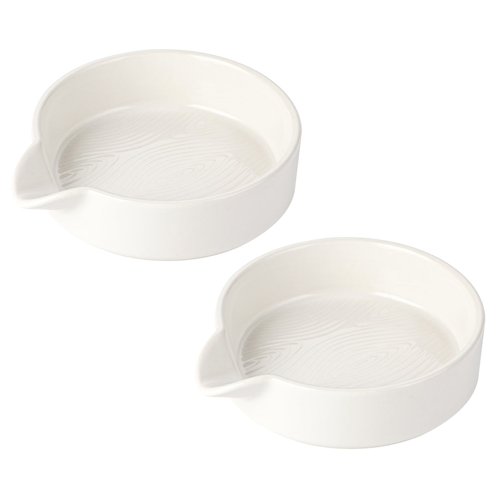 Pair of Deep Dish Spoon Rests-Woodland White