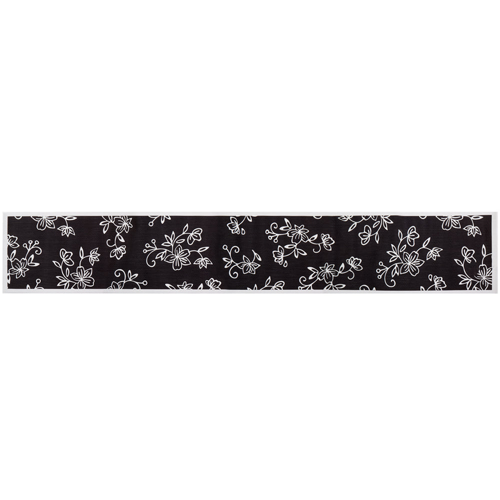 Washable Table Runner, 72"-Floral Lace Black