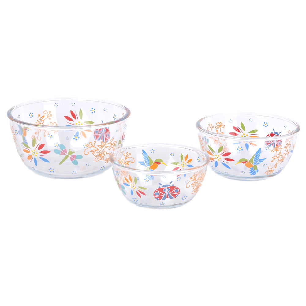 Temp-tations Set of 3 Glass Bowls in Garden