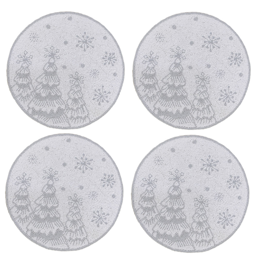 Temp-tations Set of 4 Frosty Forest Beaded Placemats